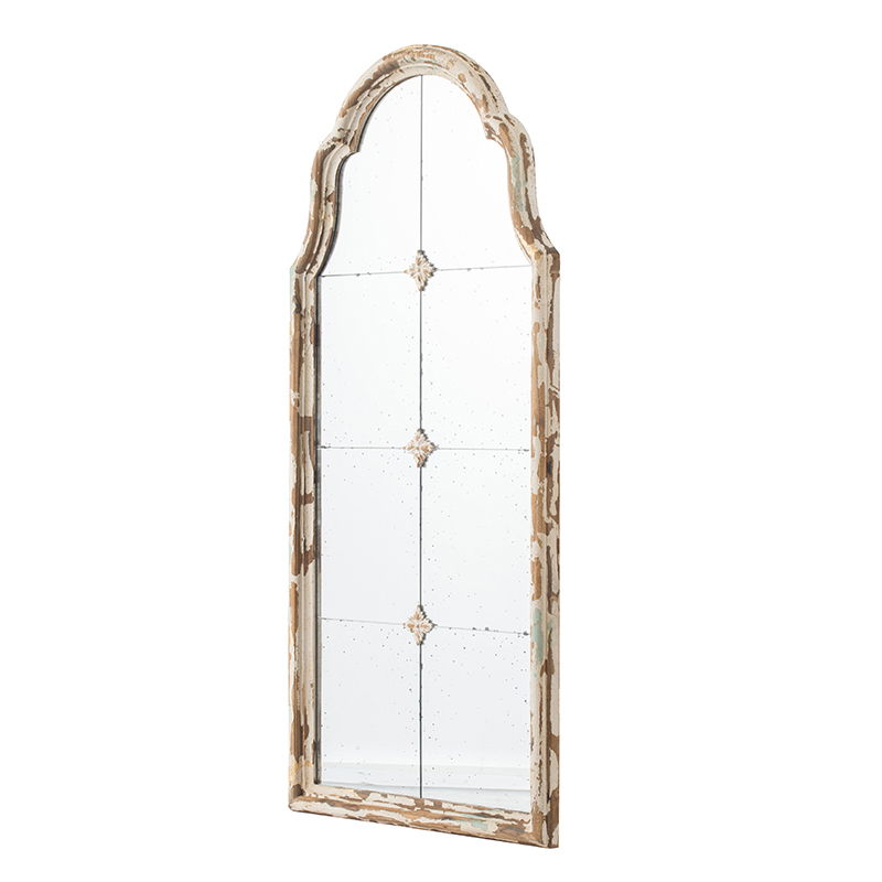 Large & Framed Wall Mirror, Arched Mirror With Decorative Window Look For Living Room - Cream