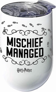 Spoontiques-Harry Potter Stainless Steel Wine Tumbler, 16 Oz - Double Wall Insulated Drink Cup with Lid for Travel - Mischief Managed