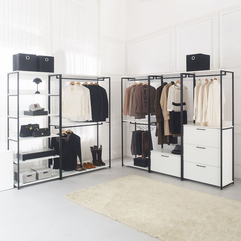 Fiona - Contemporary Wood And Metal Walk In Closet With Drawers