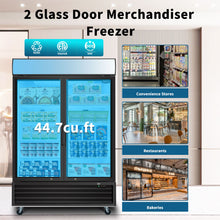 Load image into Gallery viewer, Glass Door Merchandiser Freezer Swing Door Commercial Reach-In Display Freezers With LED Top Panel Upright Freeze Storage
