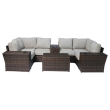 Load image into Gallery viewer, Wicker Outdoor Sectional With Weather Resistant Cushions And Table
