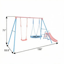 Load image into Gallery viewer, Xns107 - 2 Swing Set With Slide For Outdoor - Blue / Pink
