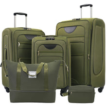 Load image into Gallery viewer, Softside Luggage 3 Piece Set With Duffel Bag 22" / 26" / 30" Lightweight Expandable Spinner Travel Case - Army Green
