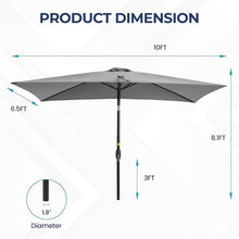 Load image into Gallery viewer, Rectangular Patio Umbrella With Crank Tilt, Polyester UV-Resistant Canopy
