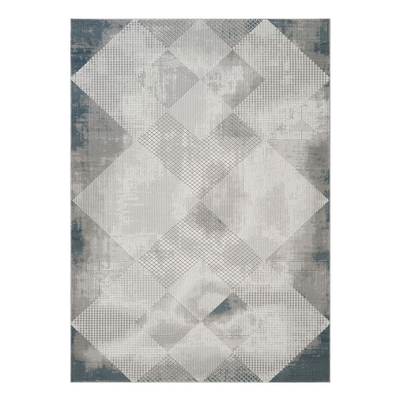 Geometrix - 5'3" X 7'3" Area Rug & Geometric, 3D Effect - Ivory / Gray - Polyester
