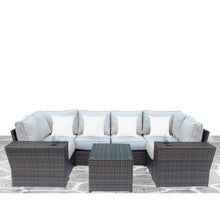 Load image into Gallery viewer, Outdoor Wicker Sectional With Weather Resistant Cushions And Table
