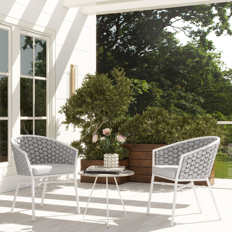 Rowan - Rope Barrel Back Patio Dining Chairs (Set of 2) - White