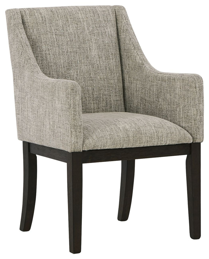Burkhaus - Dining UPH Arm Chair (Set of 2) - Beige / Dark Brown