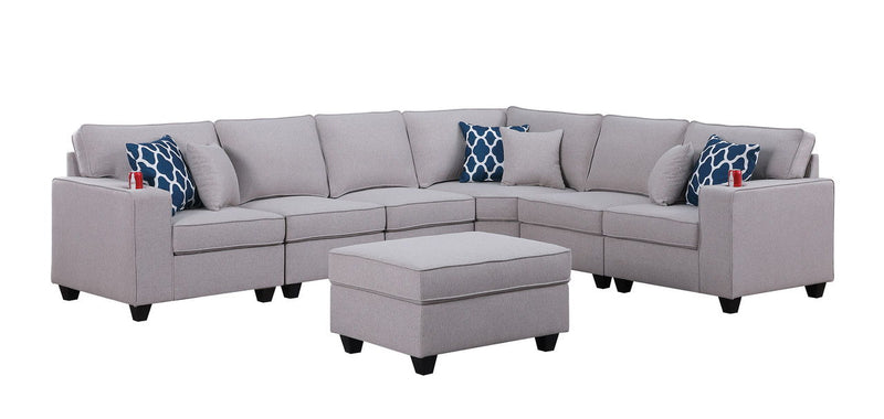 Cooper - Comfort Sectional Sofa With Ottomans And Cupholder