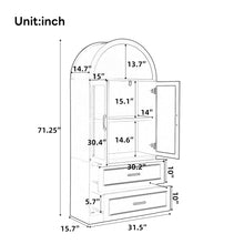 Load image into Gallery viewer, Arched Top Storage Cabinet With Fixed 2 Tier Shelves, 2 Large Drawers
