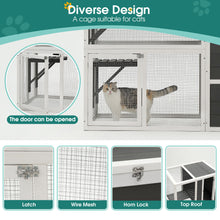 Load image into Gallery viewer, 3 Tier Wooden Outdoor &amp; Indoor Cat House Suitable For 1-3 Cats Cat Enclosure Resting Box With 4 Platforms And 2 Doors Cat Shelter Kitty House With A Jump Box For Hiding And Resting Cat Cage - Gray
