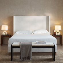 Load image into Gallery viewer, Hosford - Minimalist Upholstered Wingback Bed With Wood Base Platform
