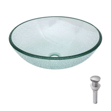 Load image into Gallery viewer, Crackle Vessel Sink, Round Bowl With Pop Up Drain - Clear
