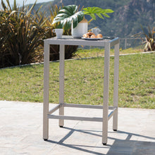 Load image into Gallery viewer, Outdoor 43" Aluminum Bar Table With Rattan Table Top - Gray / Silver
