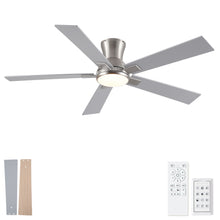 Load image into Gallery viewer, Low Profile Flush Mount Intergrated LED Ceiling Fan With Light And Reversible Quiet Motor
