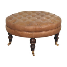 Load image into Gallery viewer, Buffalo - Round Ottoman With Castor Legs - Brown
