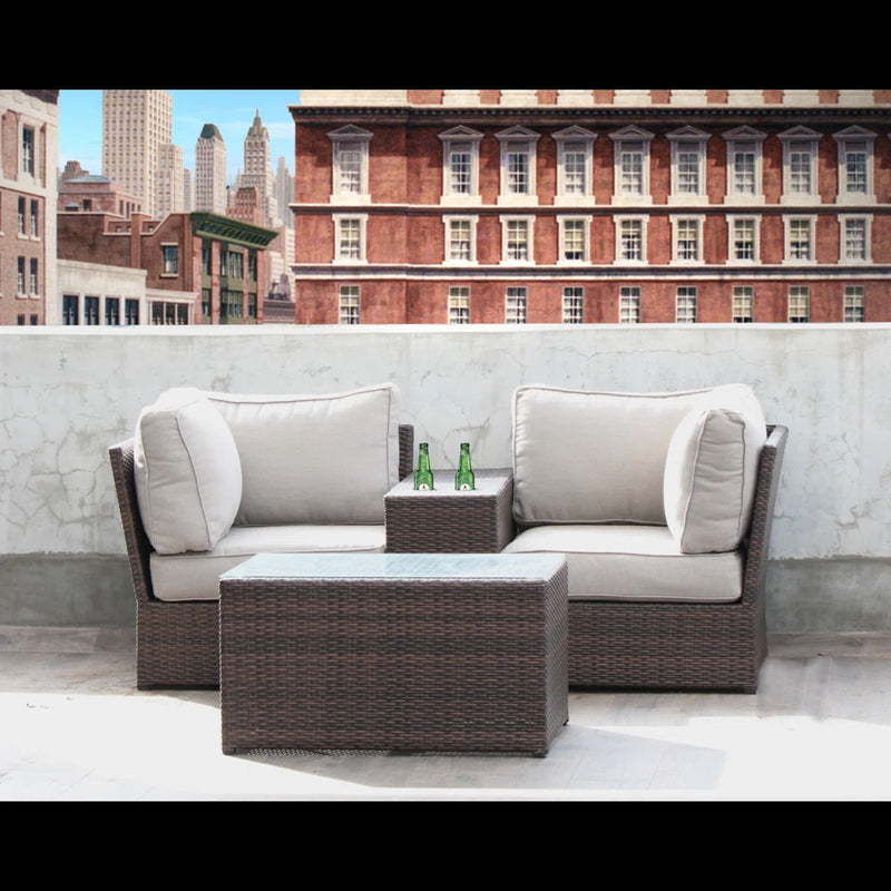 Handcrafted 2 Piece Outdoor Rattan Seating Group With Cushions - Espresso