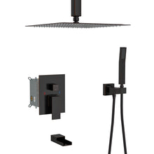 Load image into Gallery viewer, Modern Shower System With Waterfall Tub Spout, 12" Ceiling Mount Square Shower
