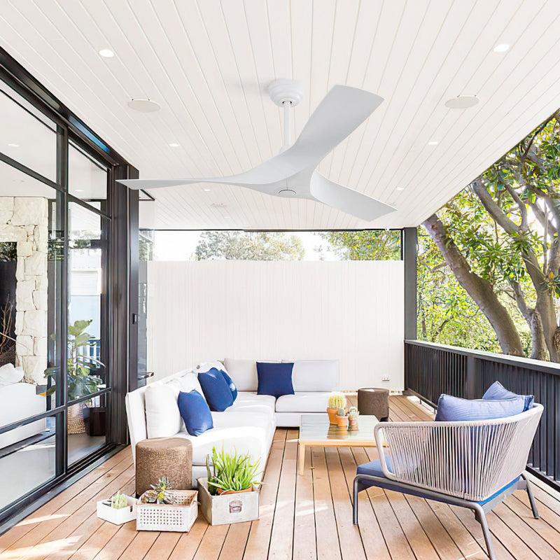 52" Ceiling Fan With Remote Control, Quiet Reversible DC Motor, For Indoor Outdoor Use - White
