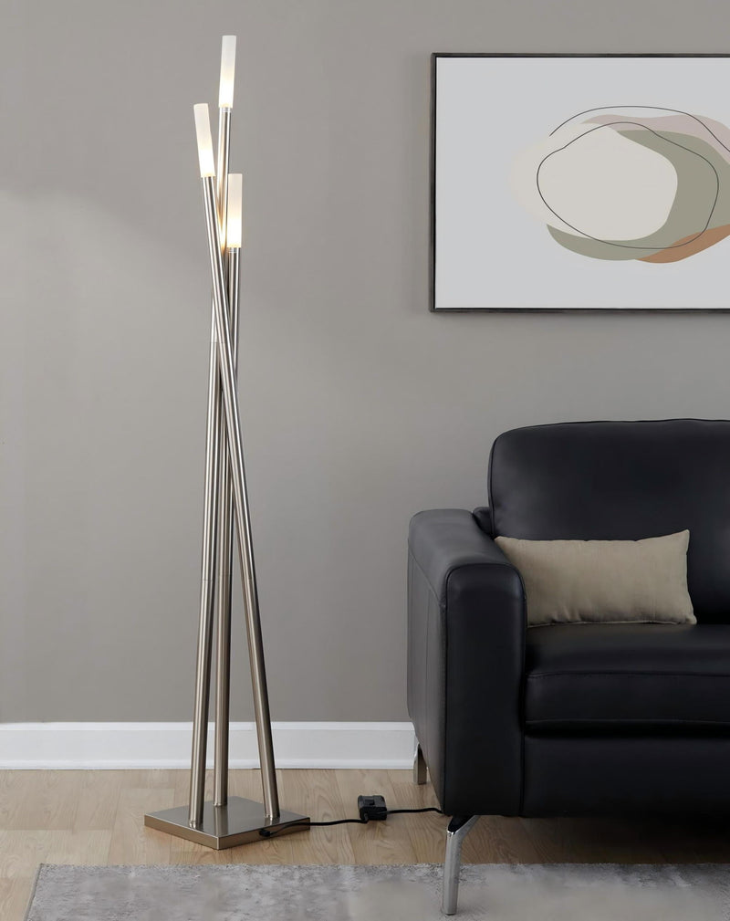 Icicle - Contemporary Floor Lamp - Brushed Nickel