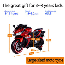 Load image into Gallery viewer, Kids 12V Motorcycle With Training Wheels, Manual Throttle, And Lighting Wheels For Boys And Girls Ages 3-6 - Red
