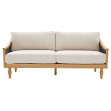 Load image into Gallery viewer, 3 Seater Sofa With Rattan Armrests

