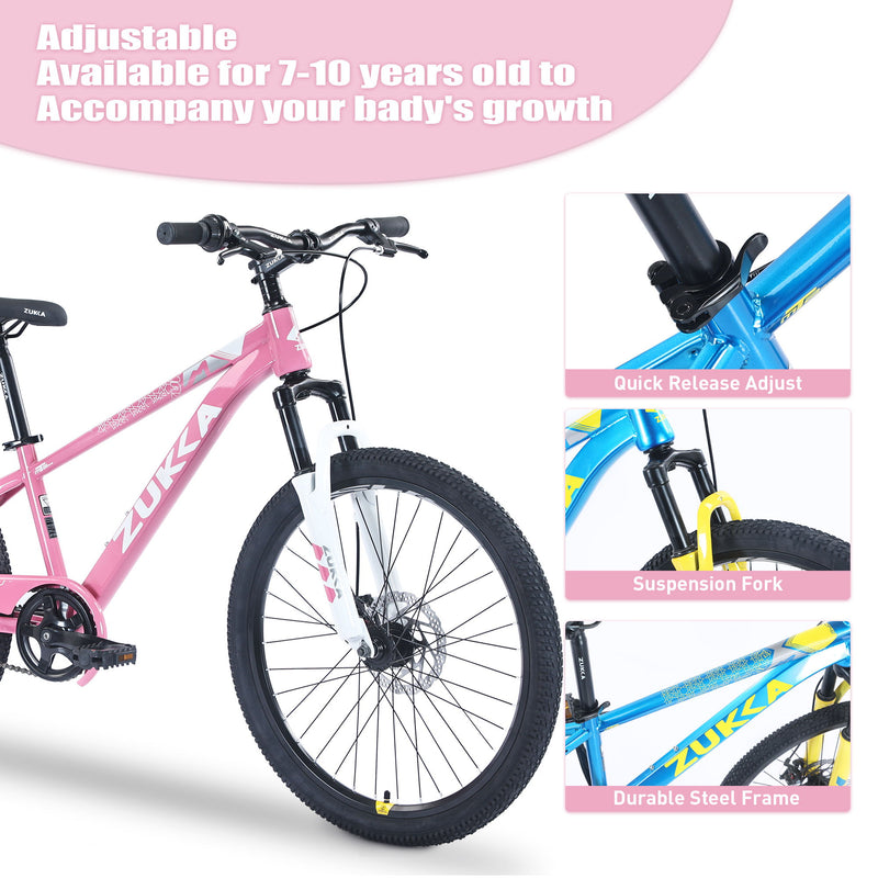 Zukka - 20" Mountain Bike With Adjustable Saddle And Suspension Fork