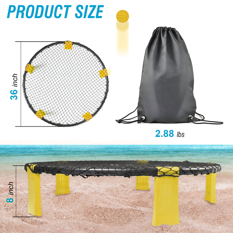 Outdoor Roundnet Game Set With 2 Balls, Sturdy Net And Carry Bag