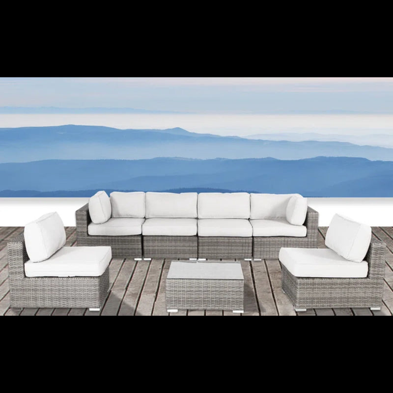 6 Seat Rattan Outdoor Lounge Set Durable - Gray Mix