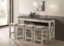 Load image into Gallery viewer, Console Table With 4 Stools - Antique White
