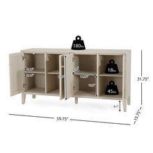 Load image into Gallery viewer, Wood Sideboard With Adjustable Shelves And Storage Cabinet - White Washed
