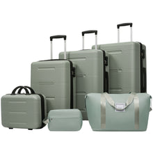 Load image into Gallery viewer, 6 Piece Lightweight Hardshell Luggage Set With Double Spinner Wheels, Password Lock

