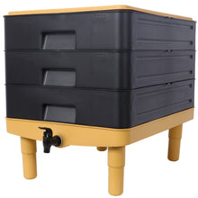 Load image into Gallery viewer, Durable 3 Tray Worm Farm Kit For Efficient Vermicomposting, 65L Capacity - Yellow / Black

