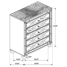 Load image into Gallery viewer, Arabesque - 5 Drawer Bedroom Chest - Silver
