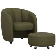 Load image into Gallery viewer, Barrel Chair With Nesting Ottoman - Forest Green
