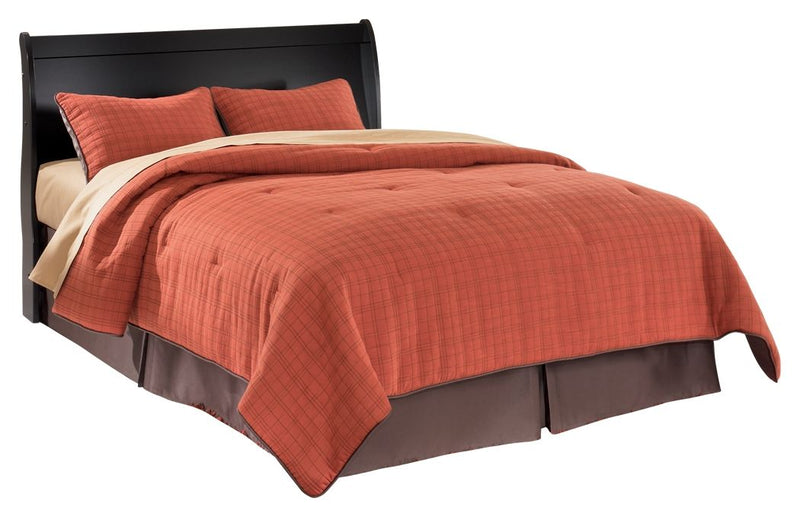 Huey Vineyard - Queen Sleigh Headboard - Black
