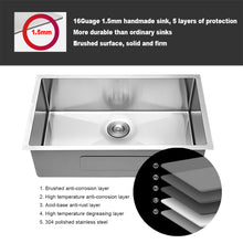 Load image into Gallery viewer, 28" Undermount Kitchen Sink With, 10" Deep, Single Bowl, Rounded Corners - Brushed Nickel
