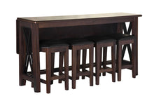 Load image into Gallery viewer, Drop Leaf Table With 4 Stools - Dark Brown
