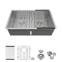 Load image into Gallery viewer, Modern Double Bowl Undermount Sink Design With 10" Deep Basins
