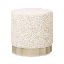 Load image into Gallery viewer, Hampton - Round Upholstered Ottoman With Scalloped Base - Speckled Egg Beige
