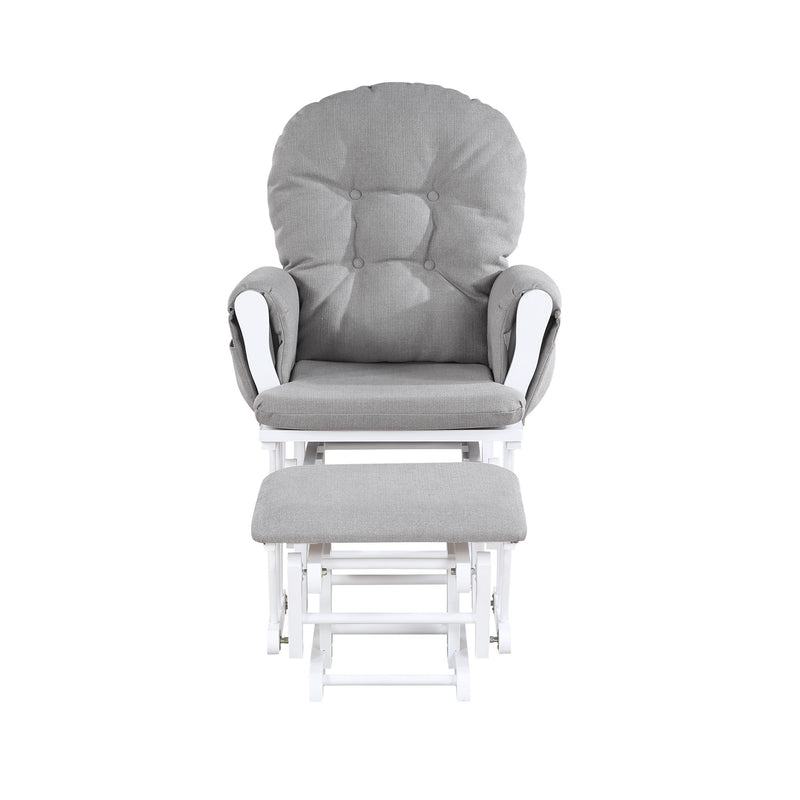 Mason - Glider And Ottoman White Wood - Gray