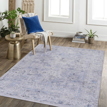 Load image into Gallery viewer, Maval - 8' X 10' Washable Area Rug - Blue / Cream
