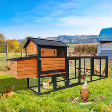 Load image into Gallery viewer, Chicken Coop, Large Outdoor Hen House &amp; Run And Nesting Box Poultry Cage, Rabbit Hutch - Brown / Black
