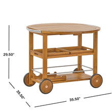 Load image into Gallery viewer, Outdoor Bar Cart With Foldable Tabletop &amp; Removable Trays - Teak
