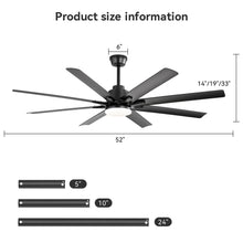 Load image into Gallery viewer, Ceiling Fan With Light 8 Blades, 18W LED 3 Color Dimmable Light, For Living Room &amp; Bedroom - Matte Black
