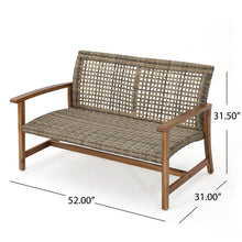 Load image into Gallery viewer, Outdoor Rattan Loveseat With Wooden Legs - Brown
