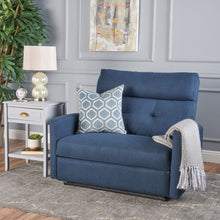 Load image into Gallery viewer, Alma - Contemporary Upholstered Loveseat Recliner - Navy Blue
