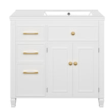 Load image into Gallery viewer, Bathroom Vanity With Sink, 1 Tip Out Drawer, 3 Side Drawers, Adjustable Shelf
