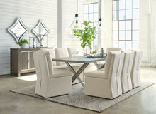 Load image into Gallery viewer, Krystanza - 9 Pc. - Dining Room Table, 8 Oatmeal Side Chairs - Weathered Gray
