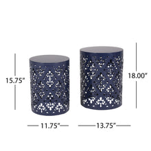 Load image into Gallery viewer, Modern Iron Cut Design End Table (Set of 2) - Navy Blue
